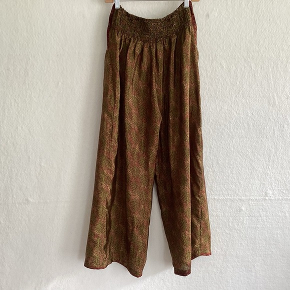 Boho Flowy Wide Leg Elasticized Wide Waistband With Pockets Dharma Imports M/L - Picture 4 of 5
